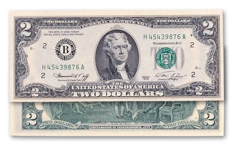 1976 2 Dollar Bill Value Chart