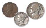 1944 1 Cent-50 Cent United States Coin Collection 5 Pieces