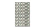 Uncut Sheet of 2 Dollar Bills - Sheet Of 16