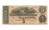 1864 5 Dollar Confederate Note AU