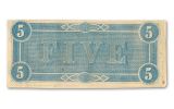 1864 5 Dollar Confederate Note AU
