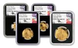 2018-W 5-50 Dollar Gold Eagle NGC PF70UCAM First Day Of Issue Washington DC Mercanti Signed 4pc Set
