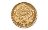1914 Belgium 20 Francs Gold Albert I AU-BU