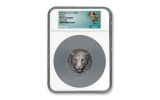 2018 Ivory Coast 5000 Francs 5 Ounce Silver Leopard High Relief Antiqued NGC MS70 - Africa Map Label