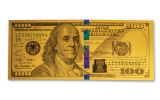 $100 1-Gram 24-Karat Gold Benjamin Franklin Replica Currency Note PMG 70