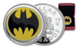 2019 Barbados $1 3/4-oz Silver Glow-In-The-Dark Bat Signal Colorized Proof