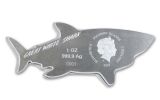 2019 Solomon Islands $2 1-oz Silver Hunters of the Deep Great White Shark Shaped Proof