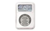 1969–2019 1-oz Silver Apollo 11 Robbins Medal Commemorative NGC MS70 Antiqued w/Space-Flown Alloy & Charlie Duke Signature