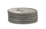 1943-P Silver Washington Quarters 5-Coin Roll BU