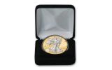 2020 $1 1-oz Silver American Eagle BU w/24 Karat Gold Gilded Background and Silver Liberty & Eagle 