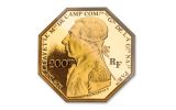 2020 France €200 1-oz Gold Lafayette Octagonal Proof NGC PF69UC First Day of Issue