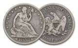 1853 Seated Liberty Silver Half Dollar Arrows and Rays Fine