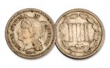 1865–1867 Three Cent Nickel Fine 3-pc Set