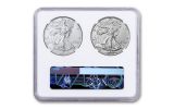 2021 $1 1-oz Silver Eagle Type 1 & Type 2 NGC MS69 BU 2-pc Set w/Reverse Label & 2-Coin Holder