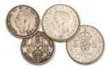 5PC UK 1937-1946 Silver 1 Shilling George VI F/VF (Dates our choice)