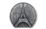 Cook Islands 2024 $25 5oz Silver Historical Monuments Eiffel Tower Antiqued