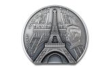Cook Islands 2024 $25 5oz Silver Historical Monuments Eiffel Tower Antiqued