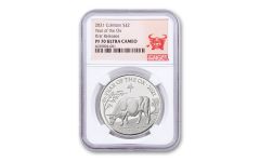 2021 Great Britain £2 1-oz Silver Lunar Year of the Ox Proof NGC PF70UC First Releases