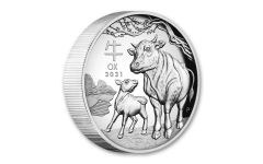 2021 Australia $1 1-oz Silver Lunar Year of the Ox High Relief Proof