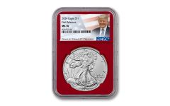 2024 $1 1oz Silver Eagle NGC MS70 First Release-Trump Red Label