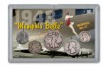 1943 WWII Memphis Belle 5-Coin Set w/Bonus Ration Token & German 1 Reichspfennig
