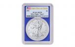 2021 $1 1-oz Silver Eagle PCGS MS70 First Day of Issue w/Blue Frame & Flag Label