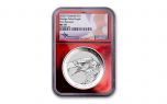 Australia 2022 $1 1-oz Silver Wedge Tail Eagle NGC MS70 First Releases Mercanti Flag Label Red Foil Core