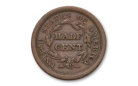 1849–1857 Half Cent Braided Hair VF