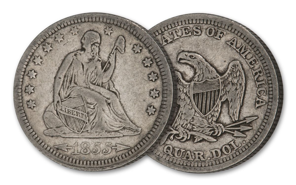 1853–1865 25 Cents Seated Liberty VG–VF | GovMint.com