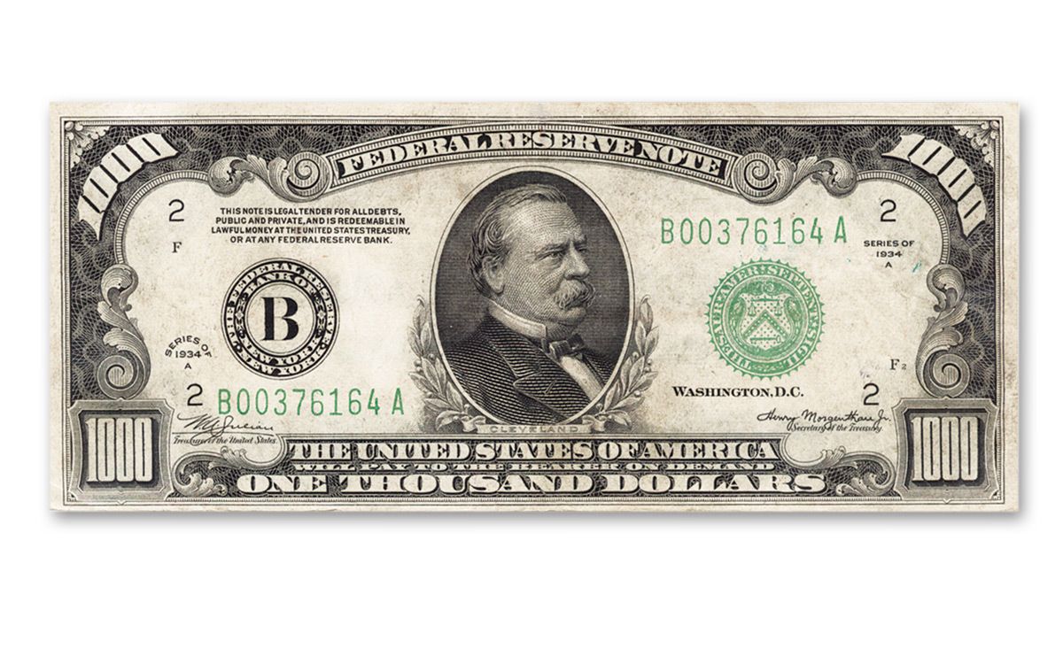 Did US $1,000 Bill Feature President Grover Cleveland?