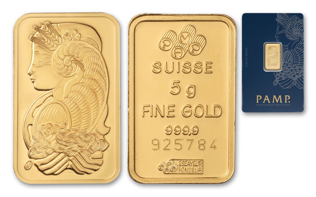 Certificate Gold bullion Pamp 5g minted bar Sealed 