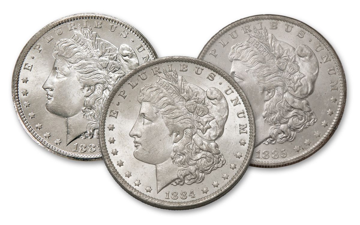 1883-1885-O Morgan Silver Dollar BU - 3pc Set | GovMint.com