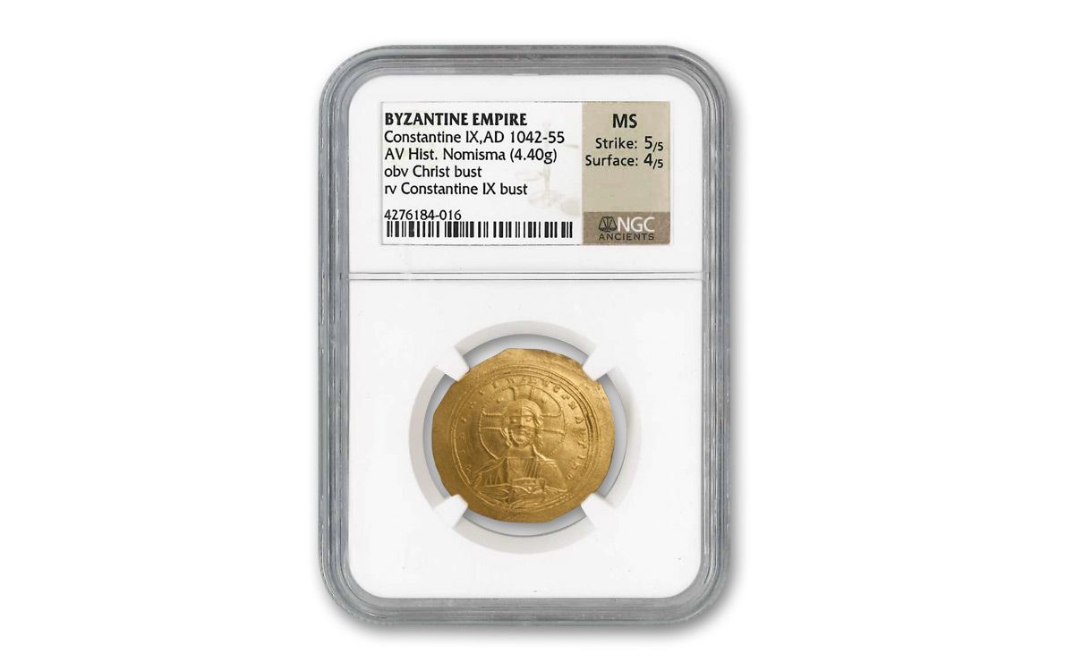 1042-55 Ancient Byzantine Gold Constantine IX Nomisma NGC MS 