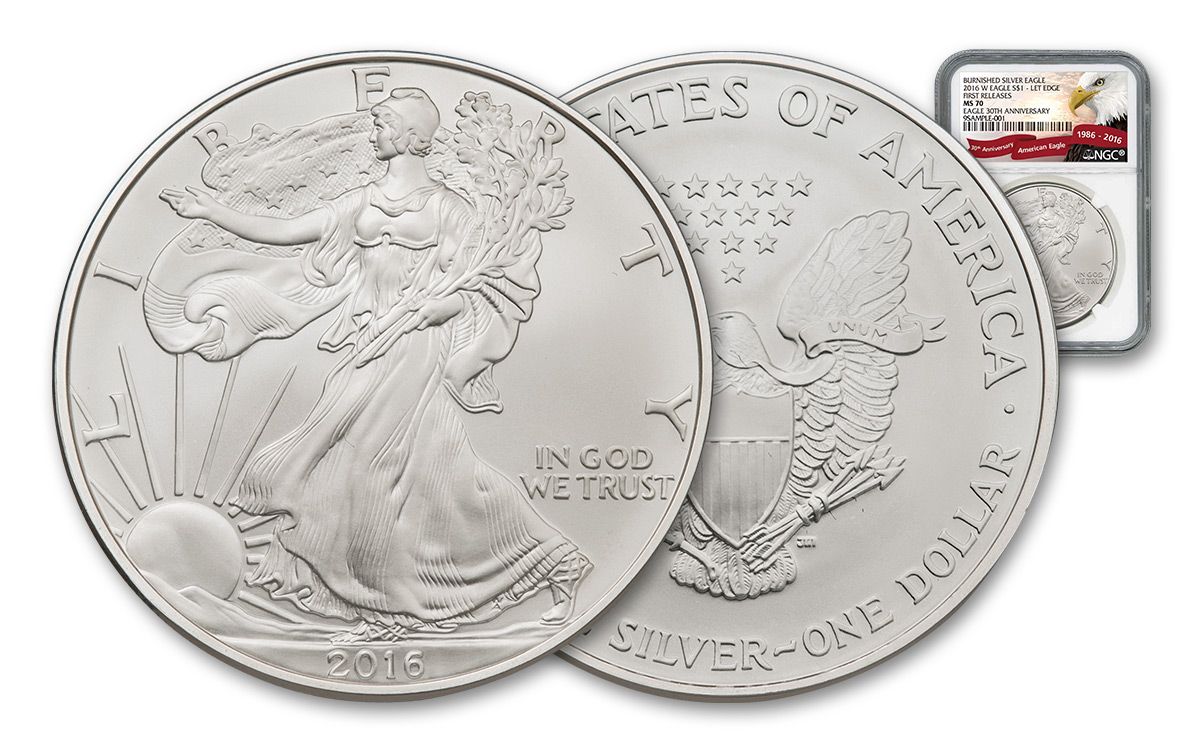 2016 1-oz Silver Eagle Burnished NGC MS70 FR 30th Label Coin | GovMint.com