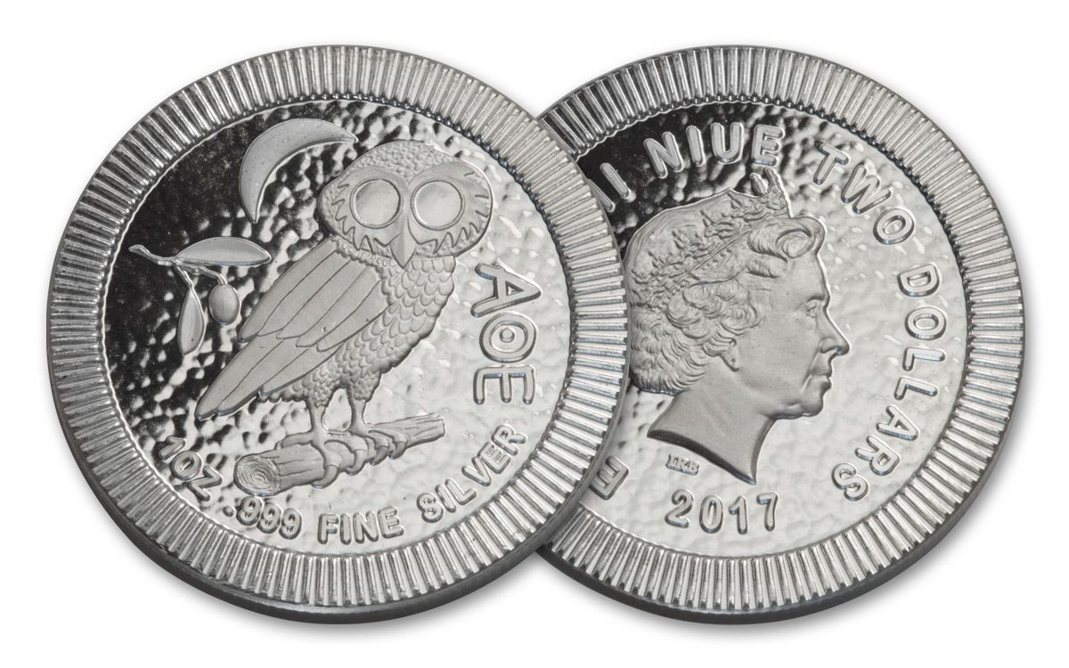 Niue 2 Dollar 1 oz Silver Athenian Owl NGC MS   GovMint.com