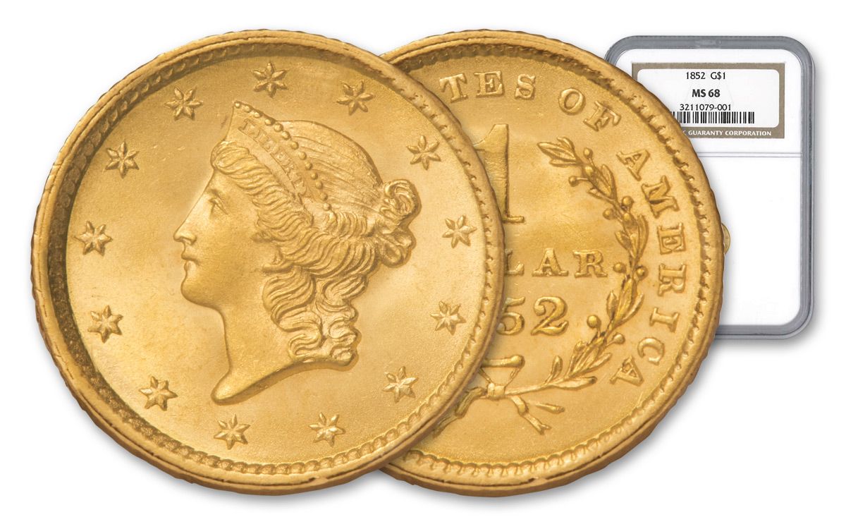 paniek baai schattig 1852-P $1 Liberty Dollar Type 1 NGC MS68 | GovMint.com
