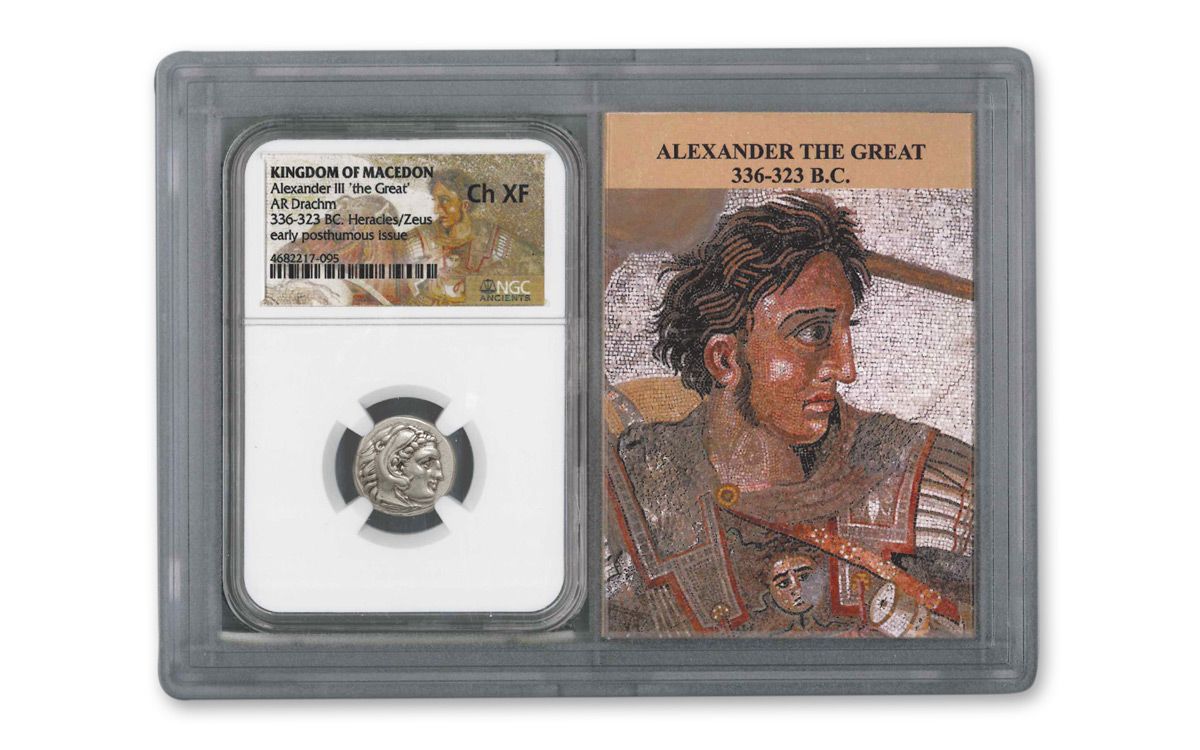 336–323 B.C. Macedon Alexander III Silver Drachm NGC Ch XF