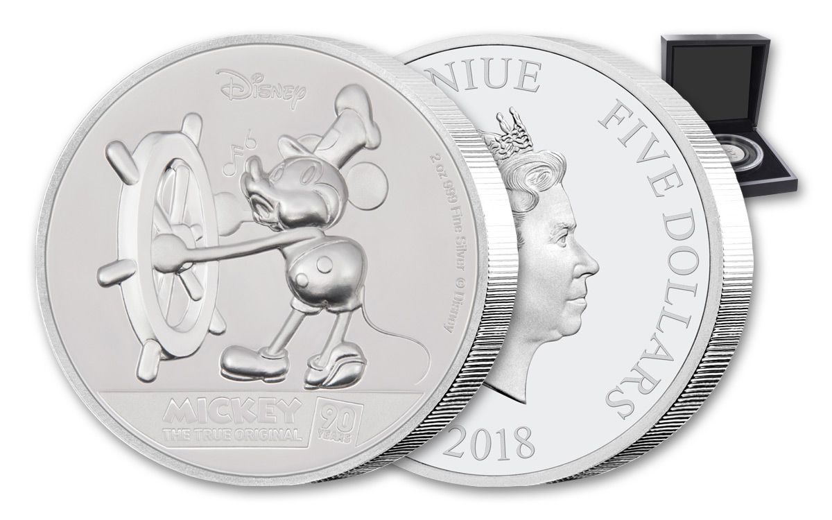 2018 Niue $2 Silver Mickey Mouse 90th Anniv 1oz NGC GU ER 7K 