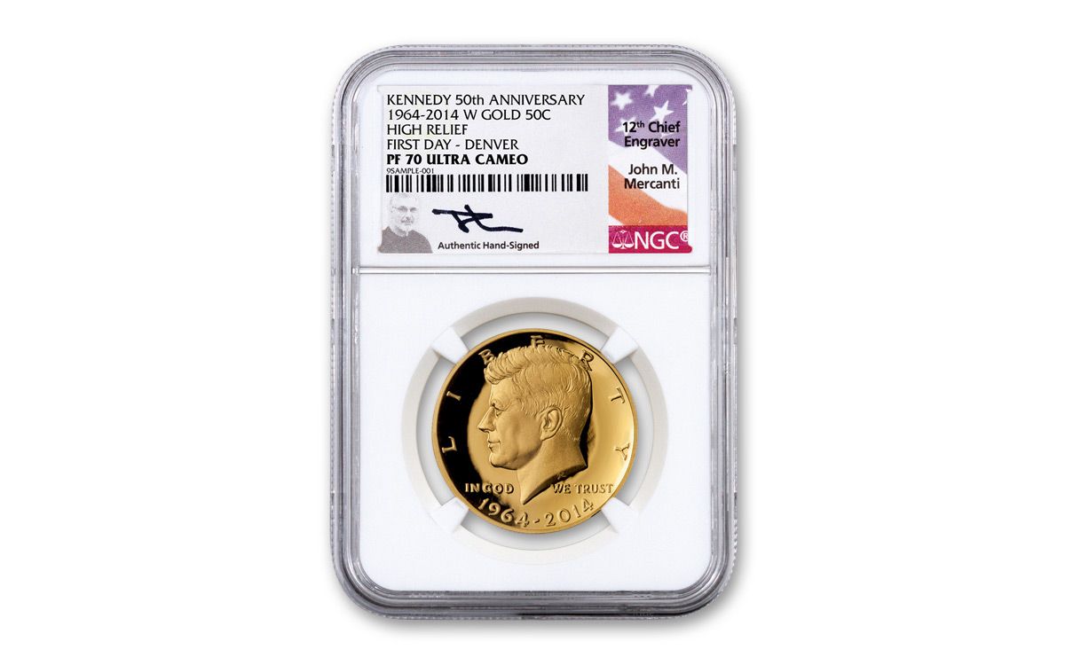 1964–2014-W Gold Kennedy Half Dollar 50th Anniversary HR NGC PF70