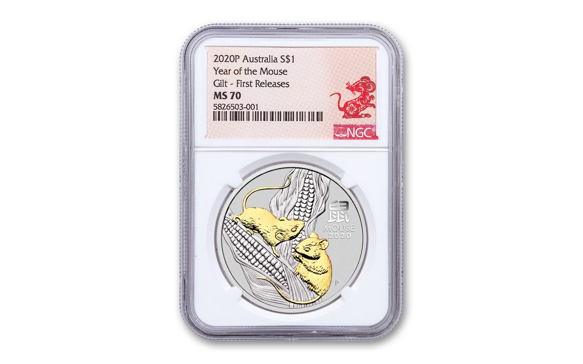 2020 Australia $1 Lunar Mouse Opal 1 oz Silver Proof Coin NGC PF 70 UCAM