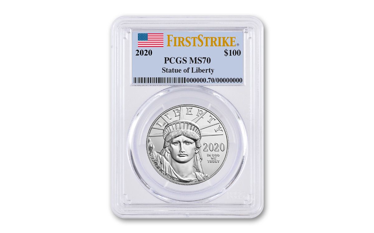 2020 American Platinum Eagle 1 oz $100 PCGS MS70 First Day Issue Flag Label 