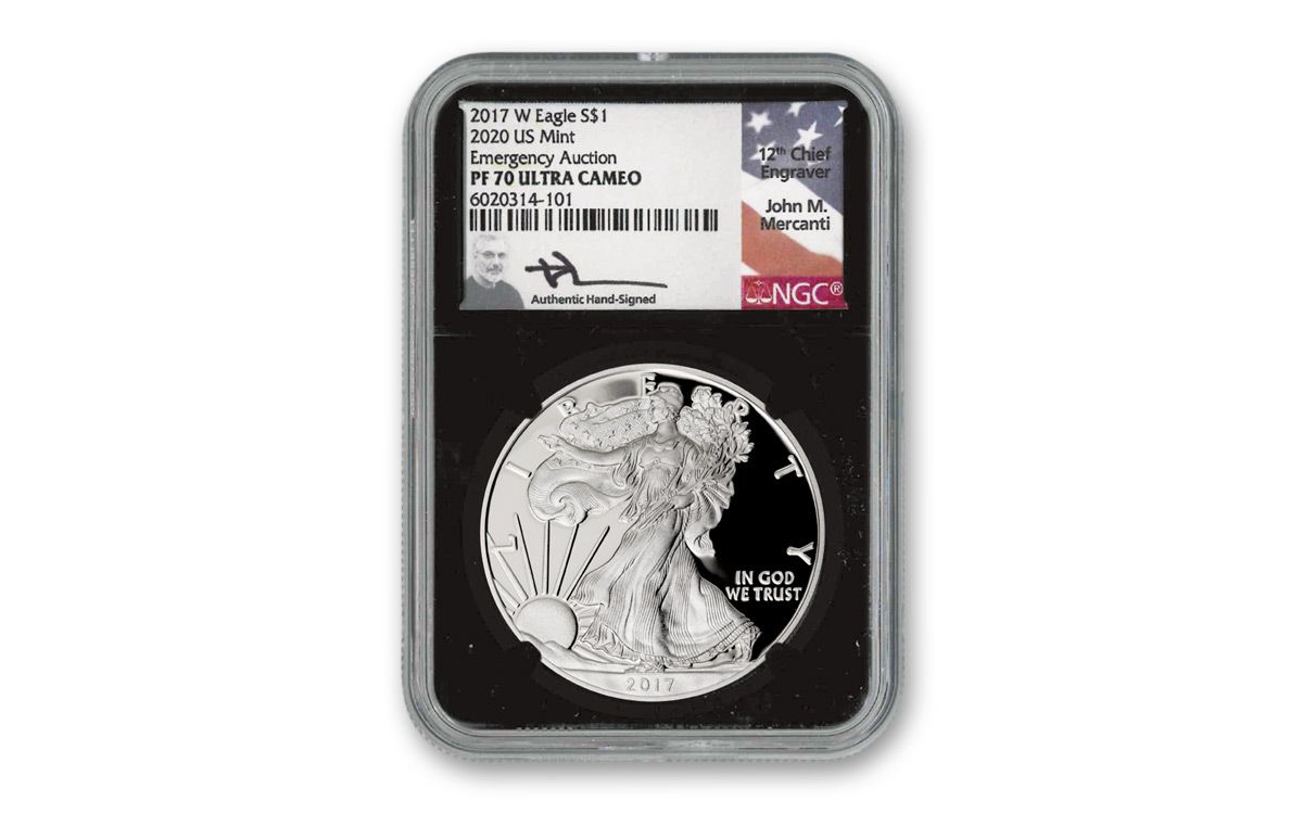 2017-W $1 1-oz Silver Eagle U.S. Mint Emergency Auction NGC PF70UC w