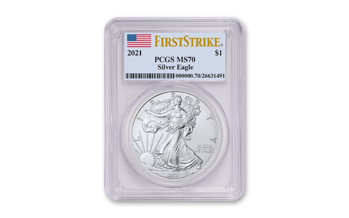 American Silver Eagle Coins Brilliant Uncirculated 2 Set of by Coinfolio $1 BU PCGS Type 1 & Type 2 - First Strike - Struck at The West Point Mint 2021 W 