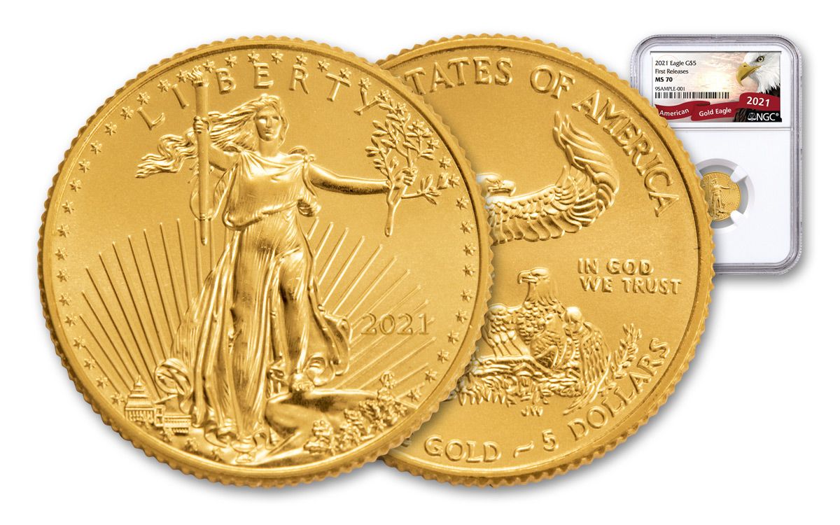 アンティークコイン コイン 金貨 銀貨 [] 2021 W Eagle 1/10oz Gold Proof 2-Coin Set