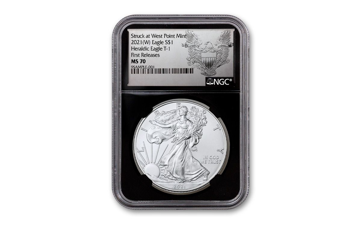 Heraldic Eagle T-1 - Early Releases 2021 1 oz American Silver Eagle Coin Gem Uncirculated by CoinFolio $1 GEMUNC NGC 