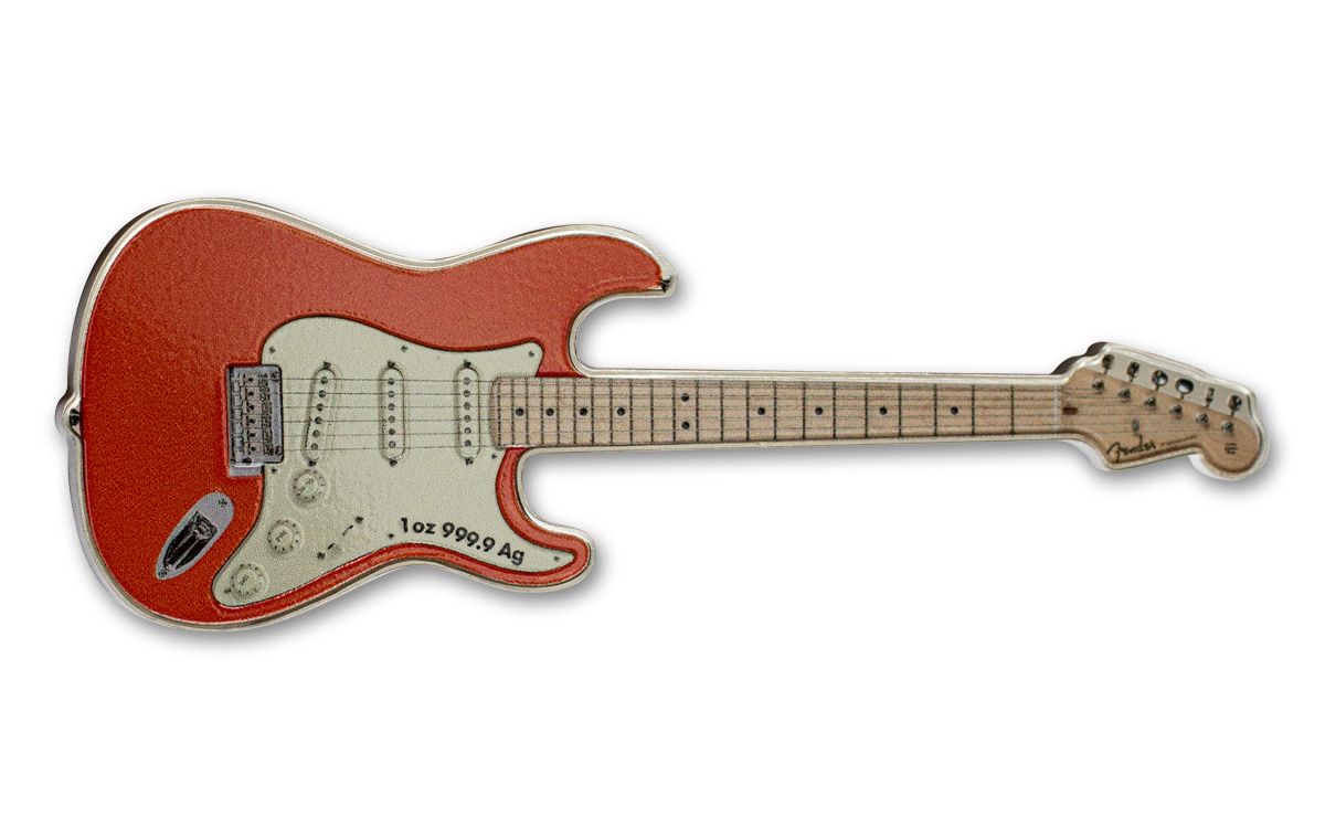 2022 Solomon Islands $2 1-oz Silver Fender® Stratocaster® Guitar Shaped