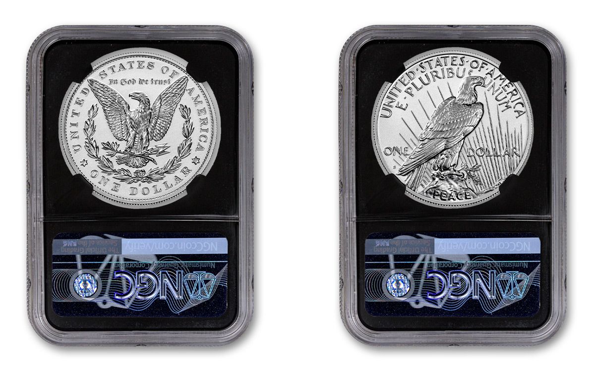 2023 S Morgan and Peace Silver Dollar Set PF70 FDI NGC Morgan Peace Dollar  Label