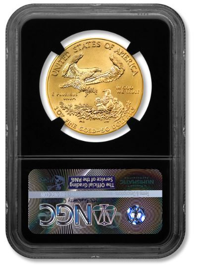 2021 $50 1-oz Gold Eagle Type 1 NGC MS70 FR w/Black Core & Jones 
