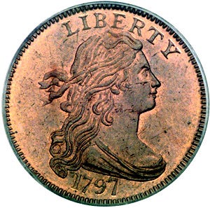 1797 Draped Bust One Cent Coin