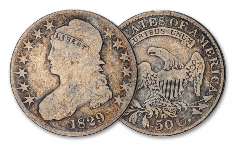 1807– 1839 50 Cent Silver Capped Bust VG–F